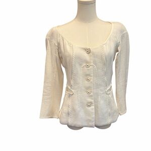 🤍 Donna Karan Collection Linen Blend Button Jacket | Made in Italy | Size US 8